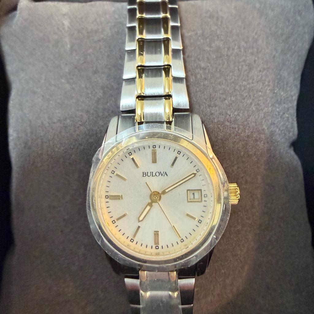 Bulova Silver And Gold Watch With White Dial